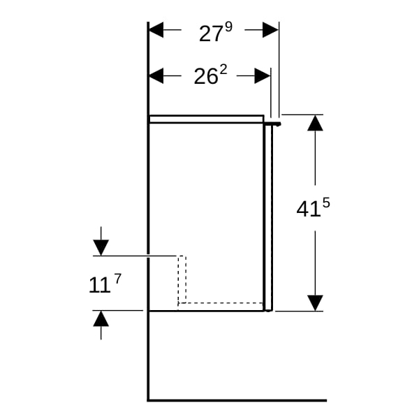 Geberit iCon Unterschrank für HWB, 1 Tür li 37x41,5x27,9cm, weiß hgl./Gr. chrom