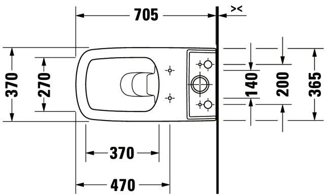DU Stand-WC Kombi DuraStyle 700 mm Tiefspüler, f.SPK, Abg.Vario, weiß