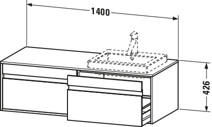 Duravit WTU wandhängend Ketho 550x1400x426mm 2 Auszüge, für 2 EBWT, Eiche Schwarz