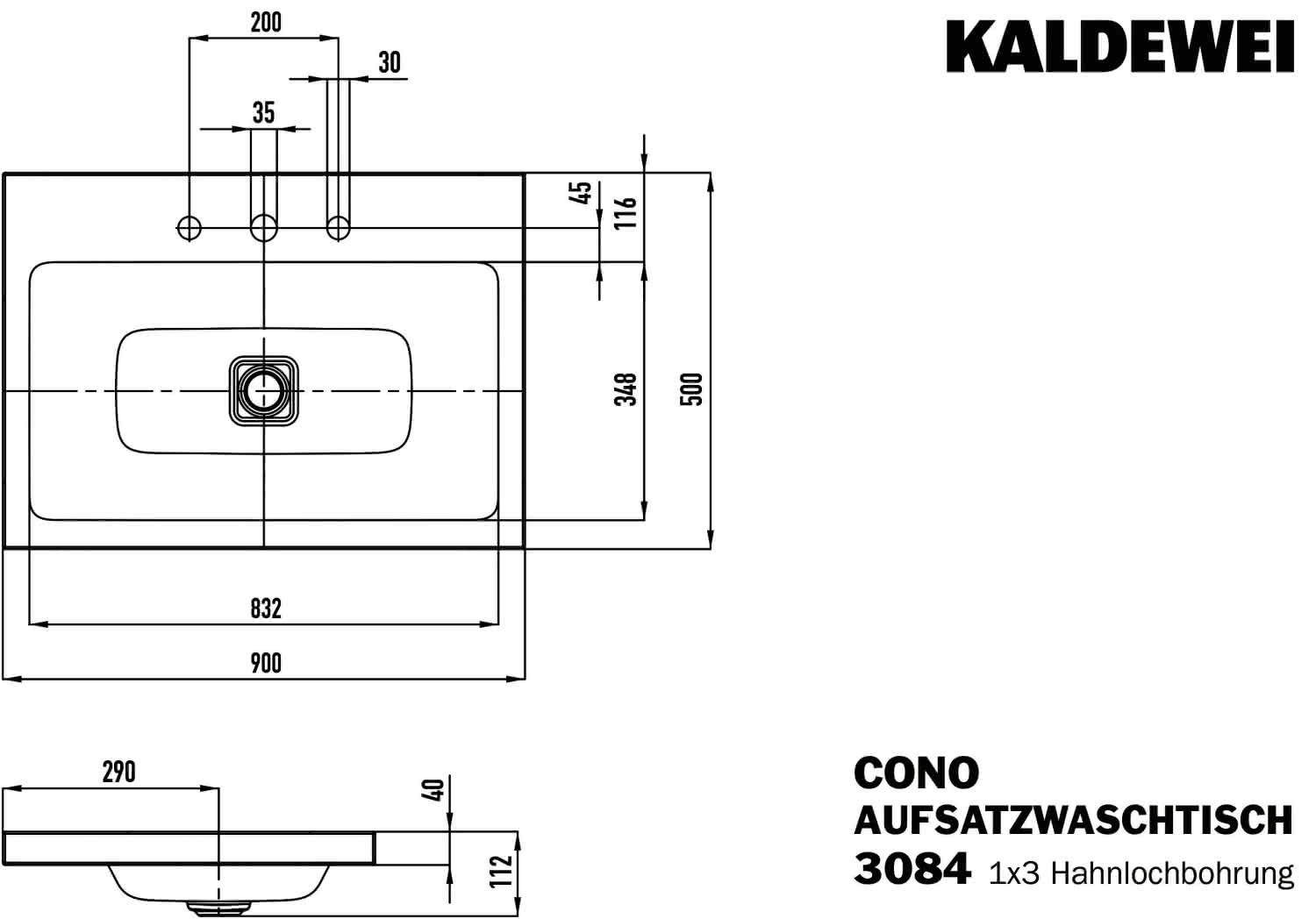 KA WB CONO Mod.3084,900x500mm,alpwe,PEFF ,AD,m. 3HL,oÜL