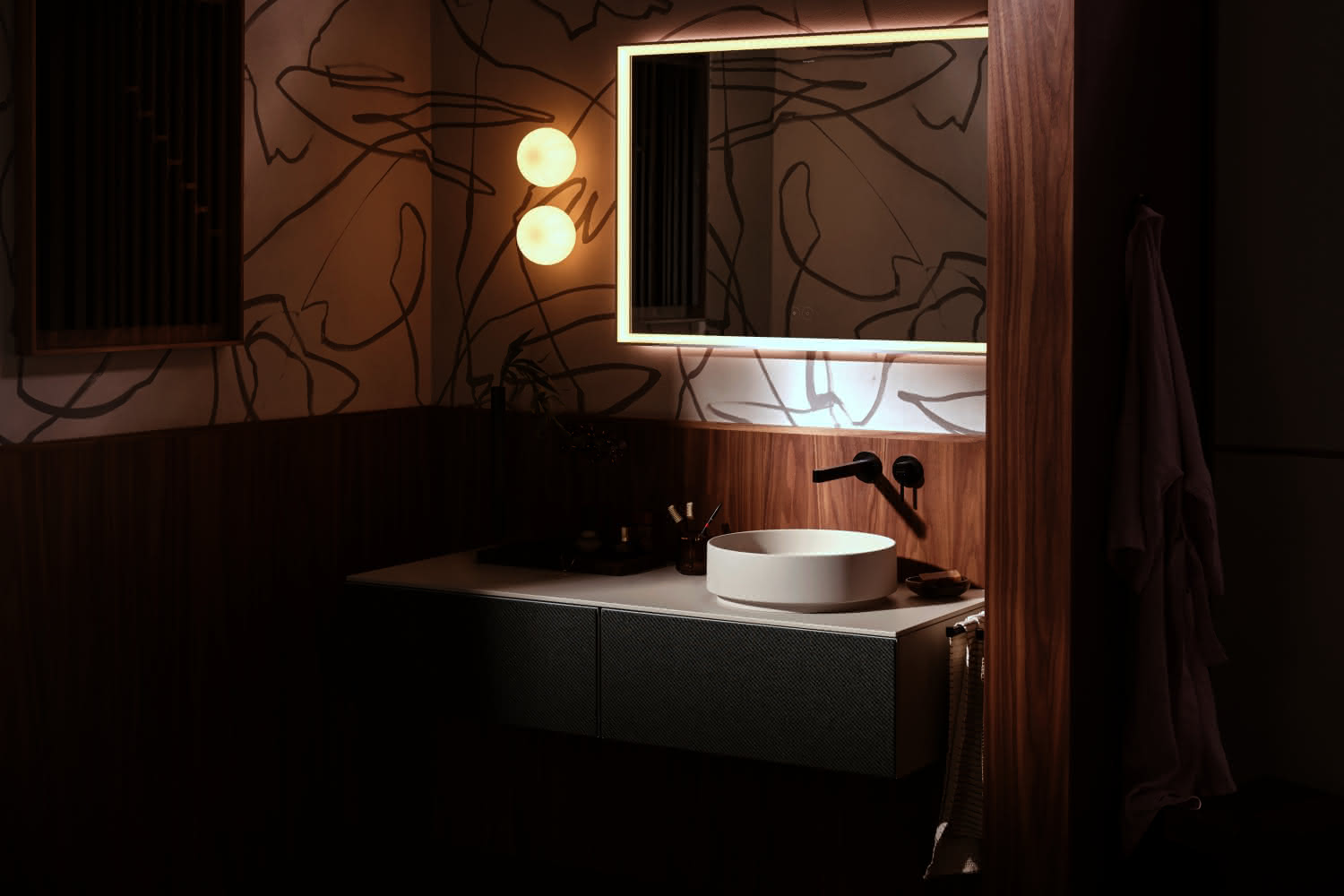 Hansgrohe 2-Loch Waschtischmischer Unterputz Finoris F-Set langer Auslauf mattschwarz