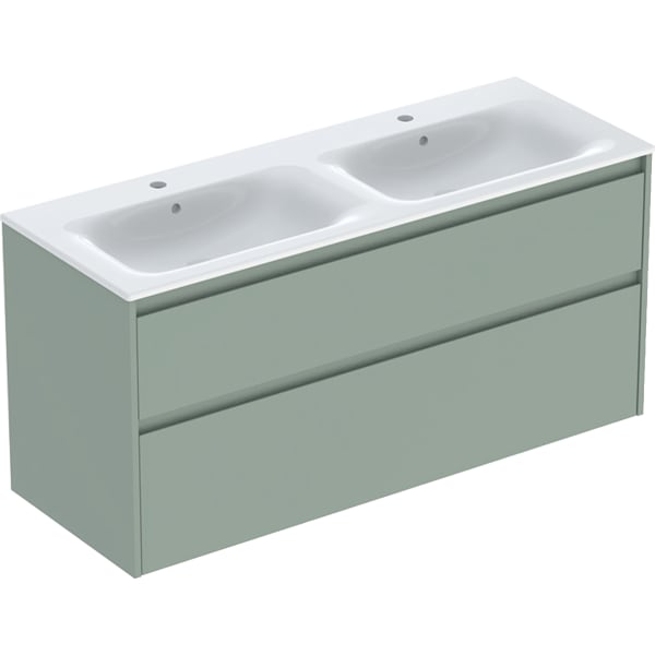 Geberit Renova Plan Set DMWT m. US, 2 Schubl. 130x62,1x48cm, salbeigrün/l. seidenmatt