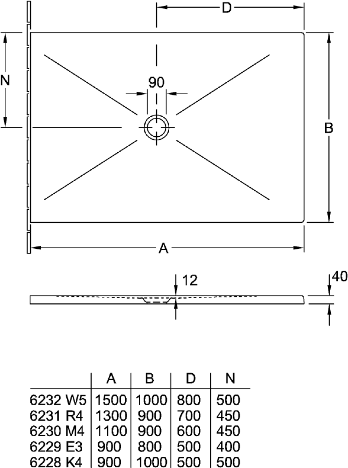 VB Duschwanne Subway Infinity 6230M4 1100x900x40mm re-eckig AR Weiß Alpin
