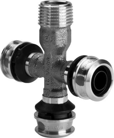 Viega Kreuzungs-T-Stück mit SC Raxofix 5318.9 in R1/2 x 16mm Siliziumbronze