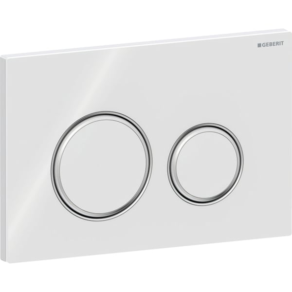 Geberit Sigma50 BetPl., rund, 2-Mengen-Sp. chrom glänzend / weiß, Glas