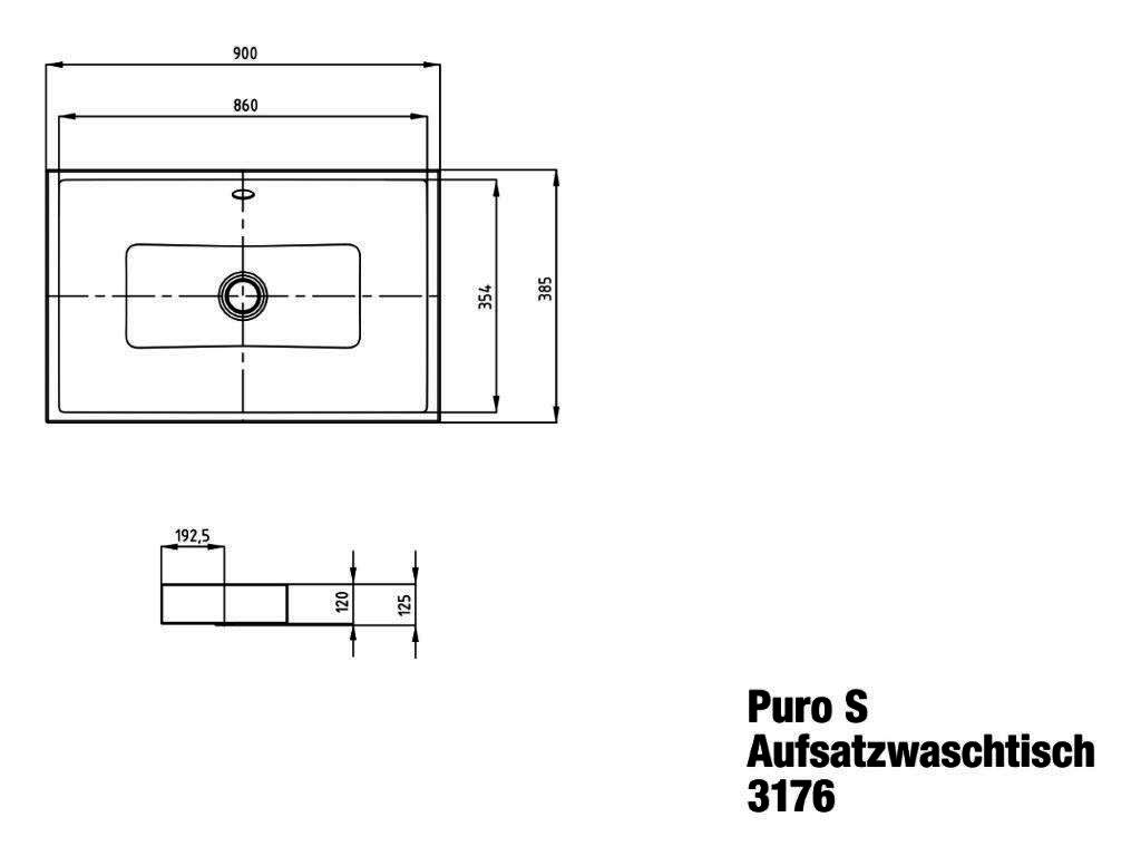 KA WB PURO S Mod.3176,900x385mm,schw, PEFF,AD,mÜL,chr
