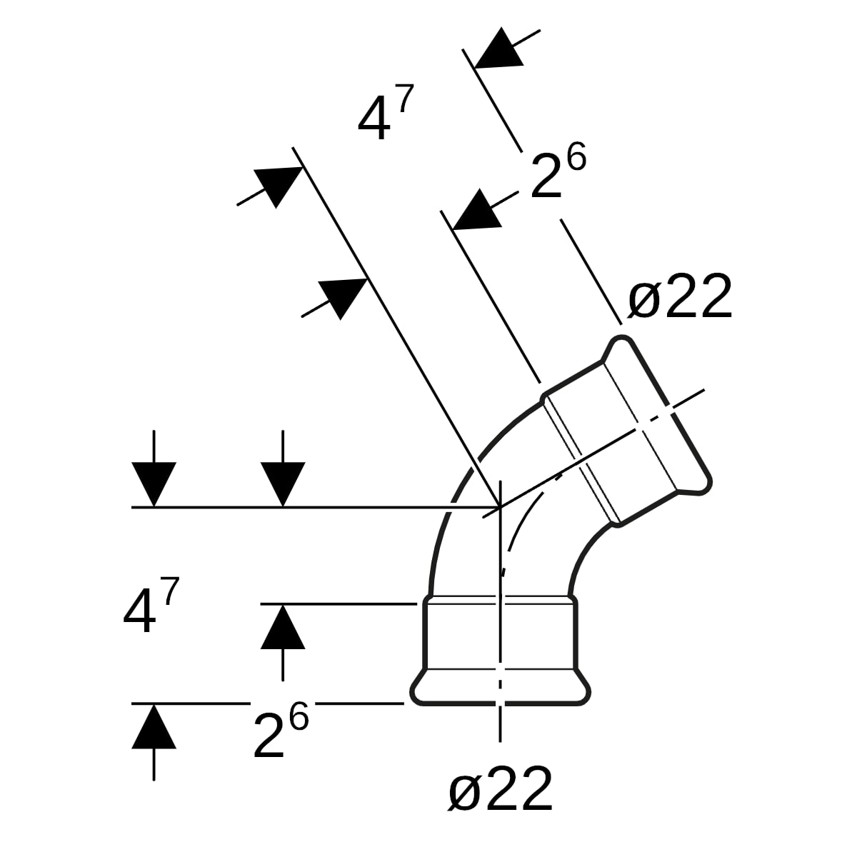Geberit Mapress Edelstahl Bogen 60Gr d22