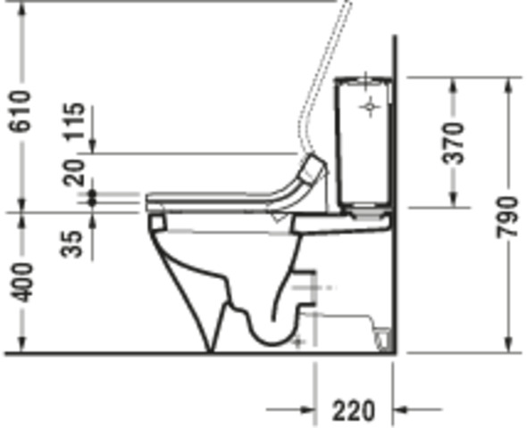 DU Stand-WC Kombi DuraStyle 700 mm, TS f.SPK, f.SW m.verd.Anschl., weiß