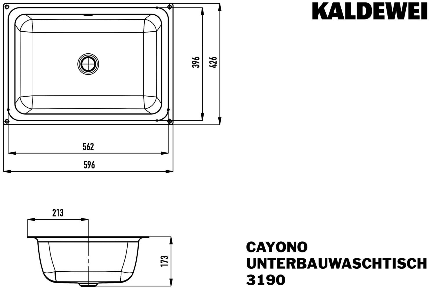 KA WB CAYONO Unterbauwaschtisch Mod.3190 ,596x426mm,alpinweiß,Antidröhn,mÜL,chr