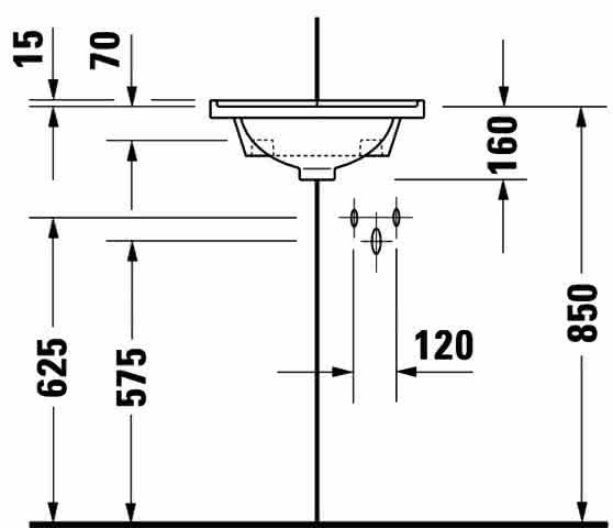 DU Eck-Handwaschbecken Starck 3 430 mm mit ÜL, mit HLB, 1 HL, weiß