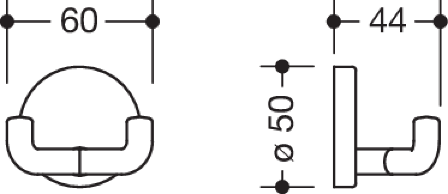 HEWI Doppelhaken Ser 477, d:50mm, antimikrobielle Ausrüstung signalweiß