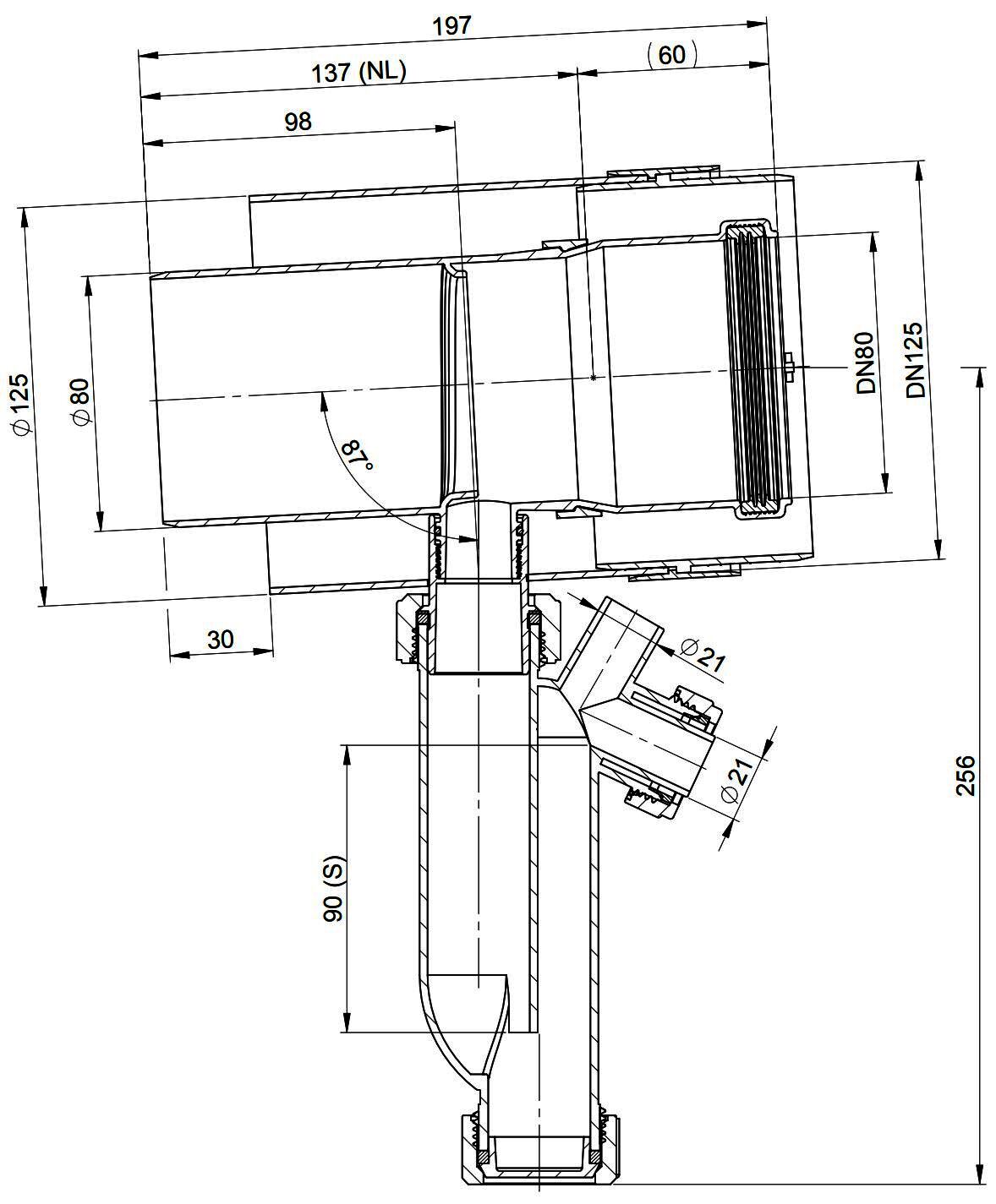 MHG Kondensatablauf mit Siphon DN 80/125, ProCon Streamline
