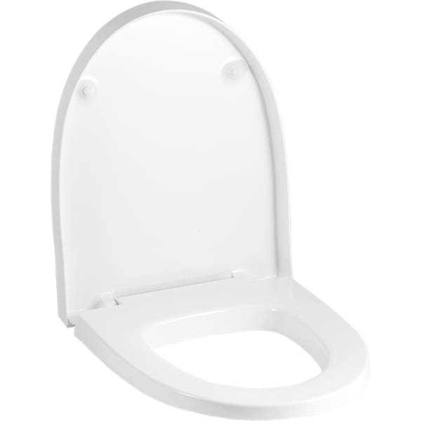 Geberit Flow WC-Sitz, weiß Scharniere verchromt mit Absenkautomatik