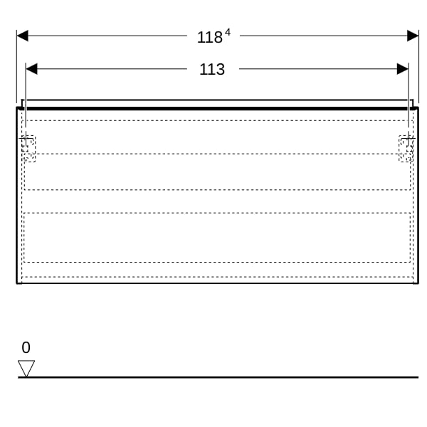 Geberit Acanto US für WT B:120cm, 1 Schubl. 1 i.Schubl., lava matt/Glas lava