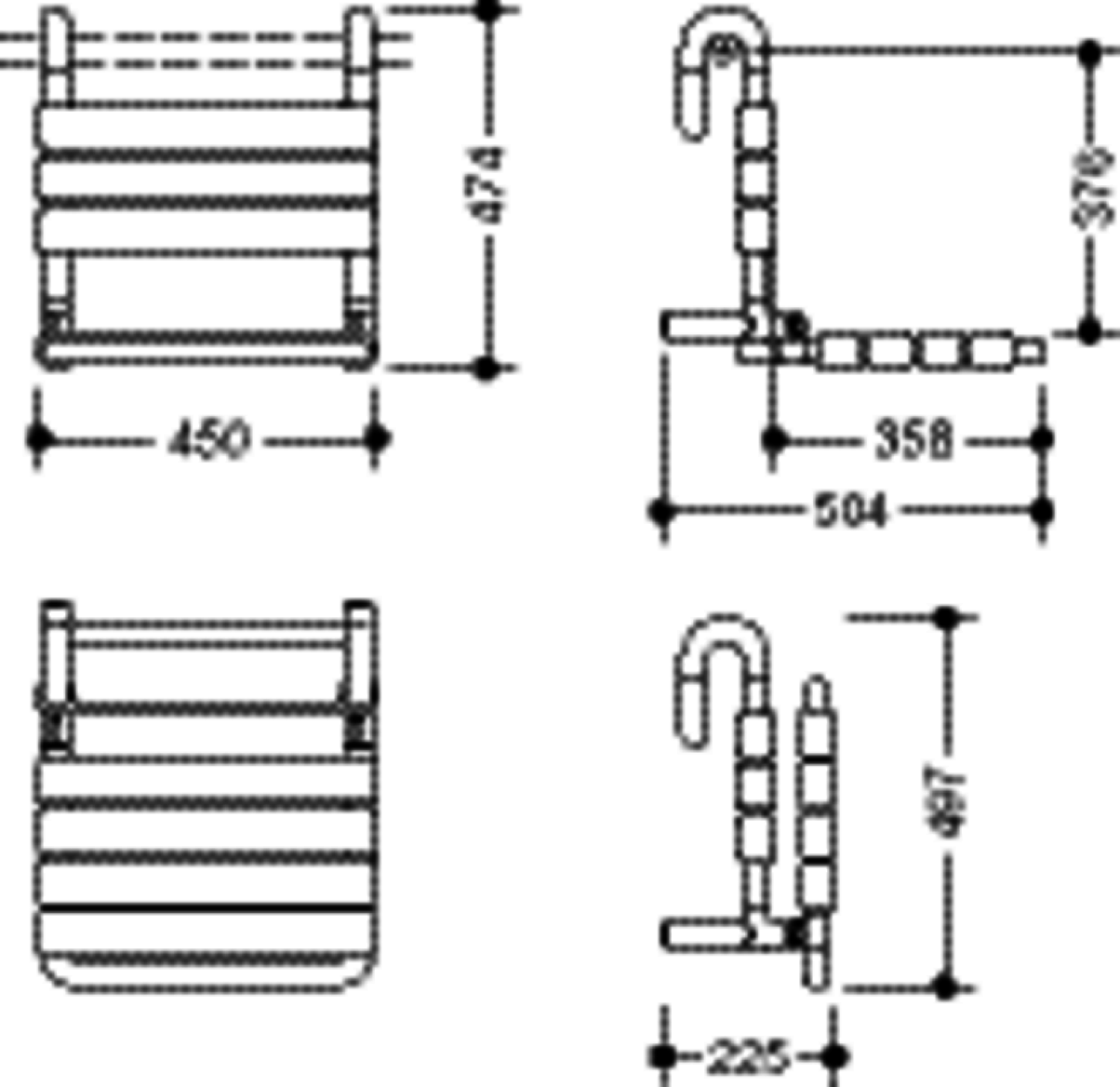 HEWI Einhängesitz, klappbar, B:450 mm, H:473 mm, T:504 mm signalweiß