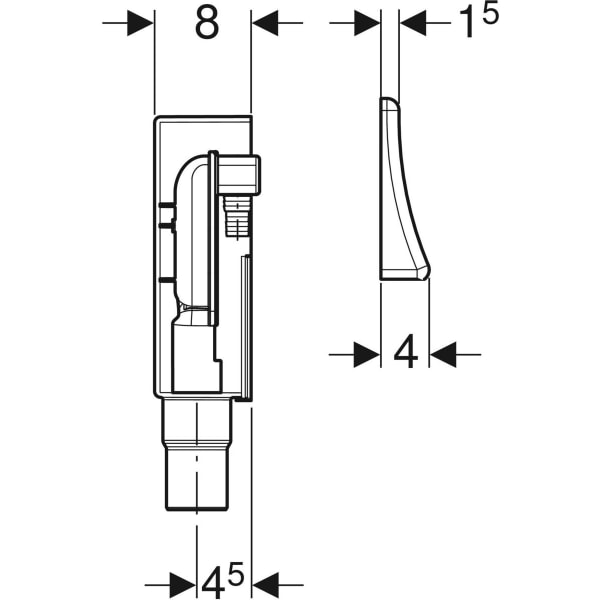 Geberit UP-Geruchsverschluss mit Anschluss Wandeinbaukasten u. Abdeckplatte d50-56