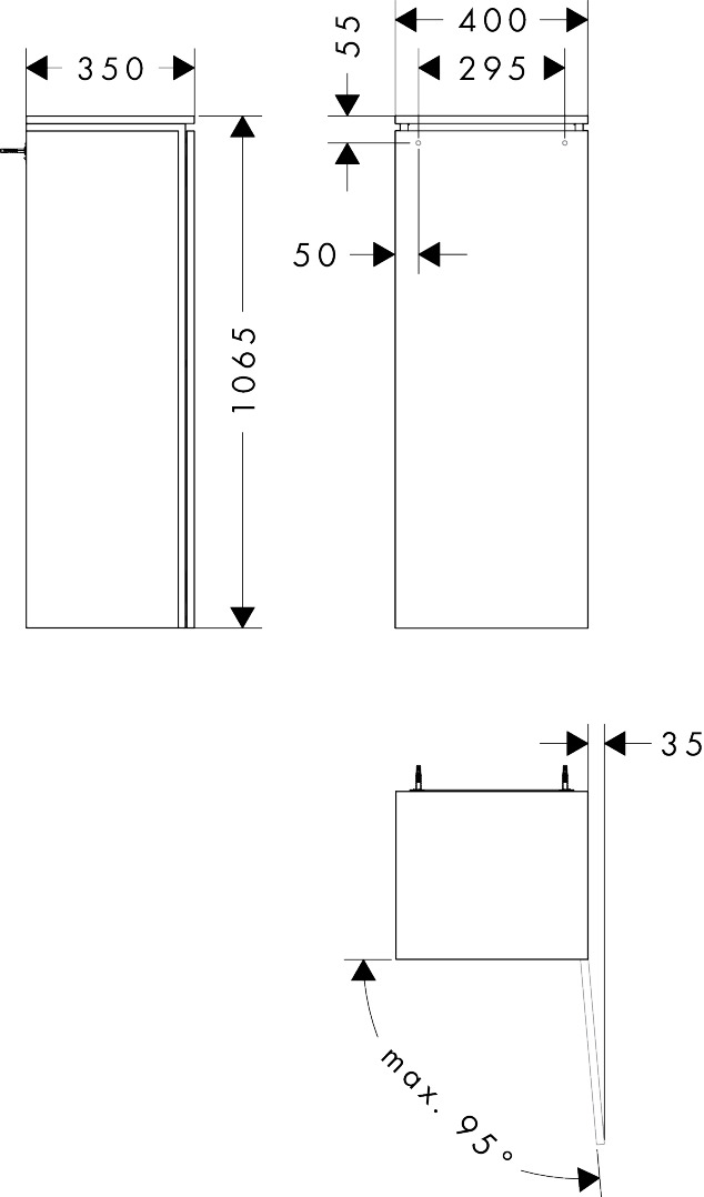 Hansgrohe Halbhochschrank Xilesa E  400x350mm Türanschlag rechts ECHK