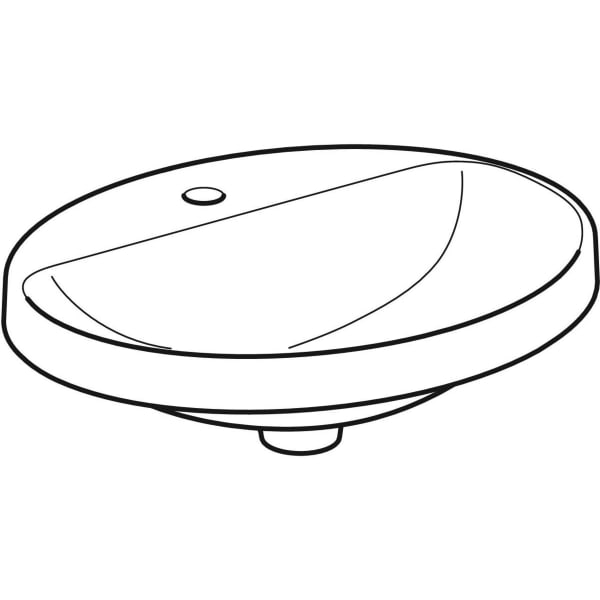 Geberit VariForm Einbauwaschtisch, oval mit HLB, 55x45cm, o. Ül., weiß, KeraTect