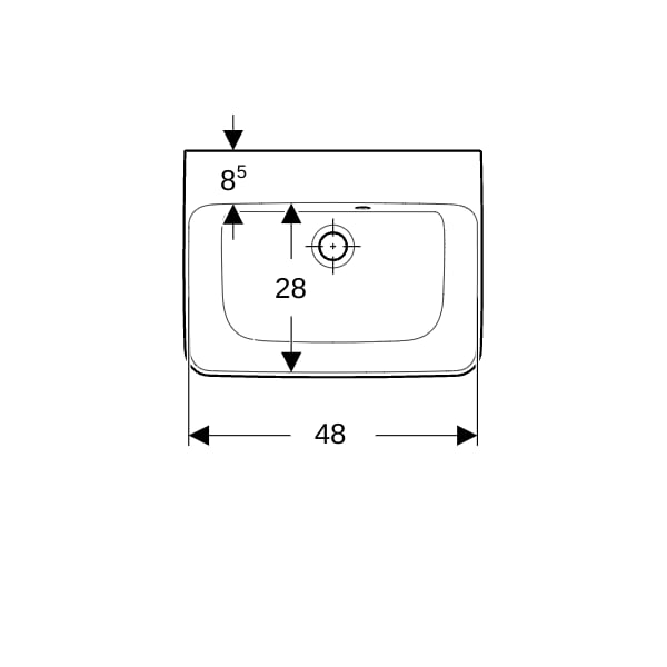 Geberit Renova Plan Handwaschbecken, 50x38cm o. Hl., m. Ül., weiß, KeraTect