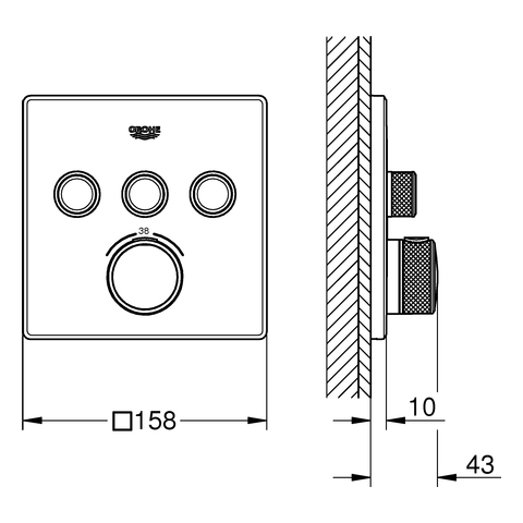 GROHE Thermostat Grohtherm SmartControl 29126 eckig FMS 3 ASV warm sunset geb.