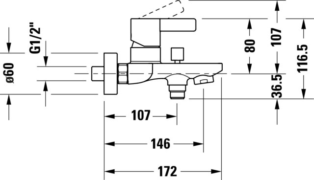 Duravit D-Neo Einhebel-Wannenmischer Aufputz Keramikmischsyst.,m.Umsteller,Chrom HG