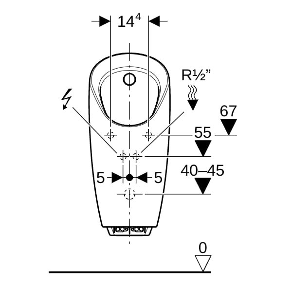 Geberit Preda Urinal, für integr. Strg. Zulauf hinten, weiß