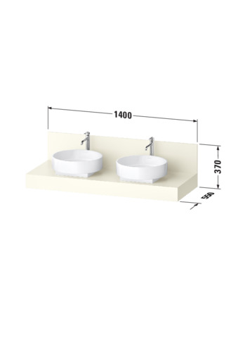 Duravit Balcoon Konsole 1400X370X550 HDH Ausschnitt 2 Beidseitig, Elfenbein Matt