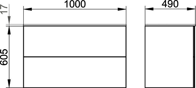 KEUCO WUB X-Line 33173, m.2 Ausz. 1000x605x490mm inox