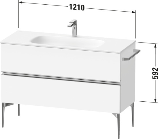 Duravit Sivida WTU 1210x592x477mm,f. Bodenst.,Schubk. 2, Chrom/Weiß Matt