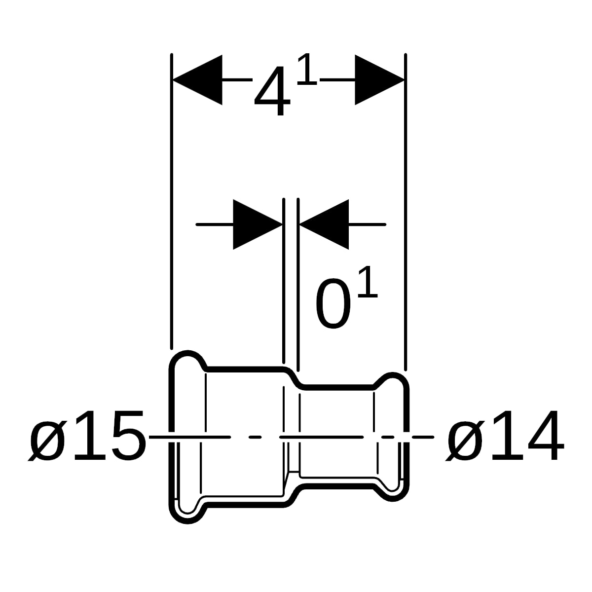 Geberit Mapress Kupfer Übergangsmuffe Rg d15-14
