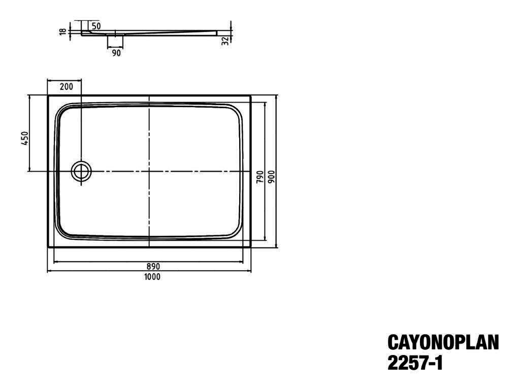 KA DW CAYONOPLAN Mod.2257-1,900x1000mm, alpinweiß,mit Vollantislip