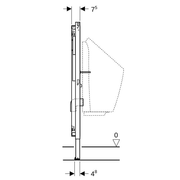 Geberit Duofix Element f. Urinal, 112-130 cm universell, für AD-Druckspüler