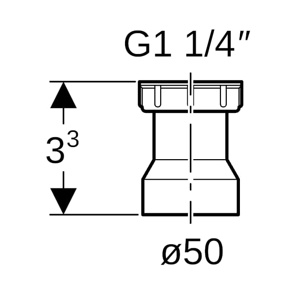 Geberit Anschlussstutzen mit Überwurfmutter 1 1/4''x50