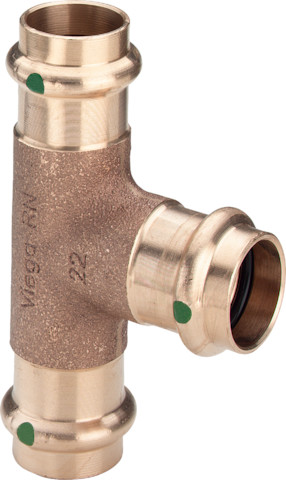 Viega T-Stück mit SC Sanpress 2218 in 22x18x22mm Siliziumbronze