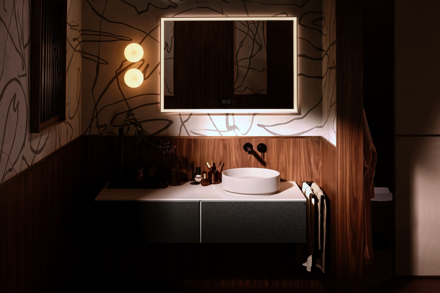 Hansgrohe 2-Loch Waschtischmischer Unterputz Finoris F-Set langer Auslauf mattschwarz
