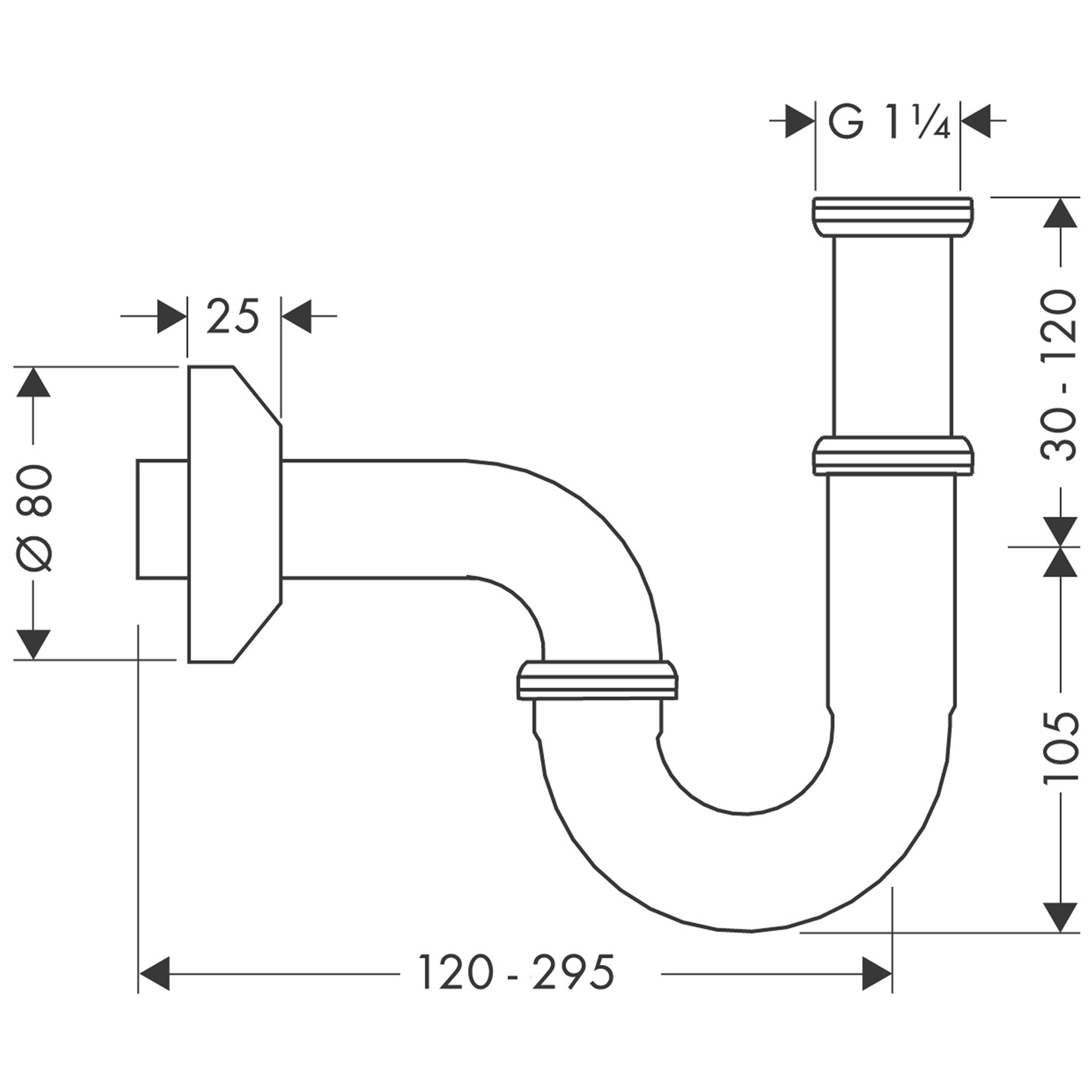 Hansgrohe Röhrensifon DN32 inst.freundlich  chrom