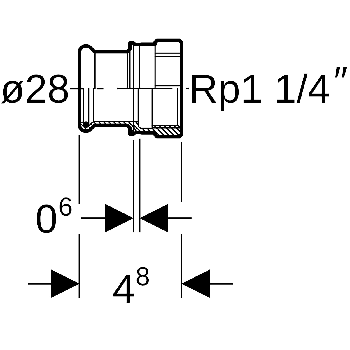 Geberit Mapress Kupfer Übergang mit IG Rg d28-Rp1 1/4