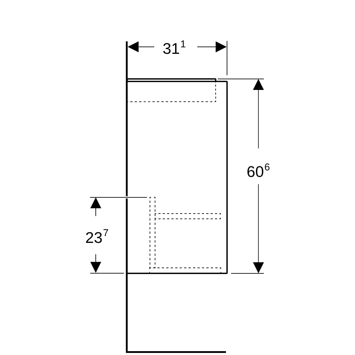 Geberit Renova Plan US für HWB, mit 1 Tür 40x60,6x31,1cm, lava/l. seidenmatt