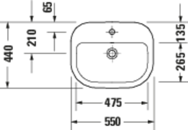 DU D-Code 2.0 Aufsatzbecken 550mm 1 Hahnloch, mit Überauf