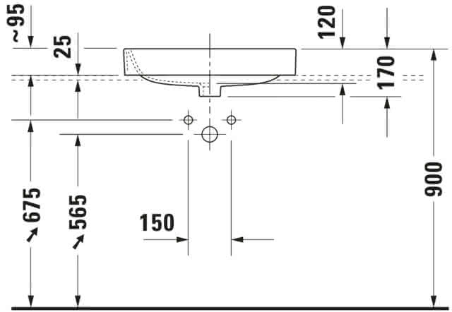 DU Aufsatzbecken Happy D.2 600 mm m.ÜL, m.HLB, 1 HL, geschl., weiß
