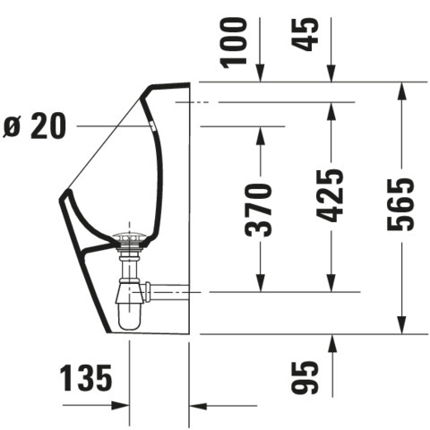 Duravit Urinal Duravit No. 1 weiß hgl., HygieneGlaze,Zulauf v. Hinten