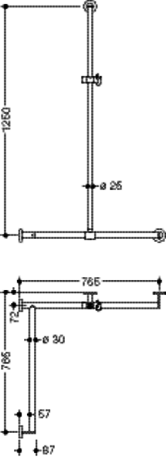 HEWI DUHA, d:25/30, A1:1250, W1/W2:765, li, chrom