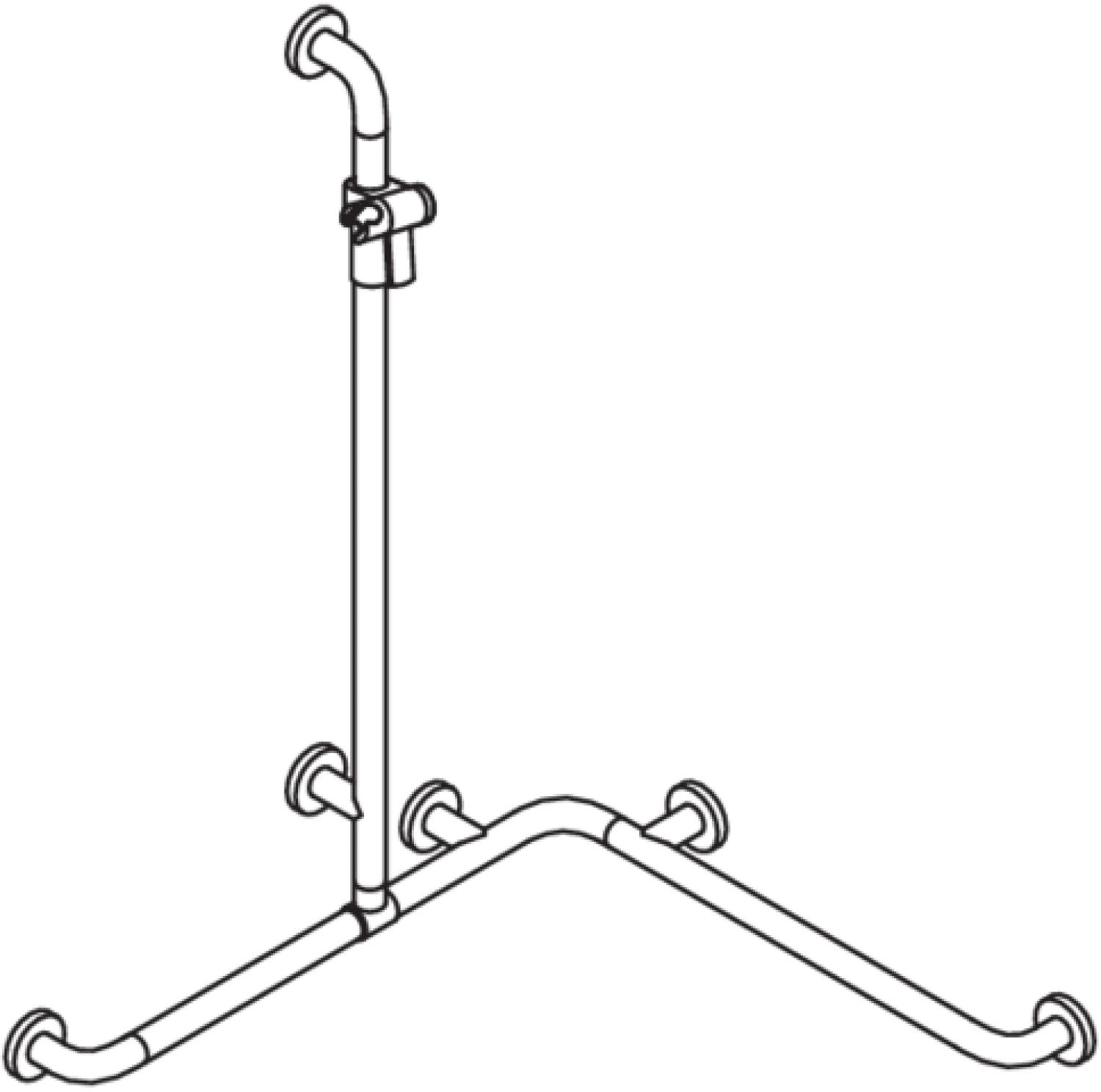 HEWI DU-Wannenhdl. m.Br.H.Stg. Ser 805, AM1:1100, W1:762, W2:762 reinweiß