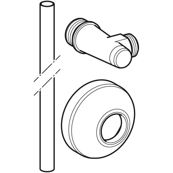 Geberit Eckventil 1/2" mit Rohr und Rosette