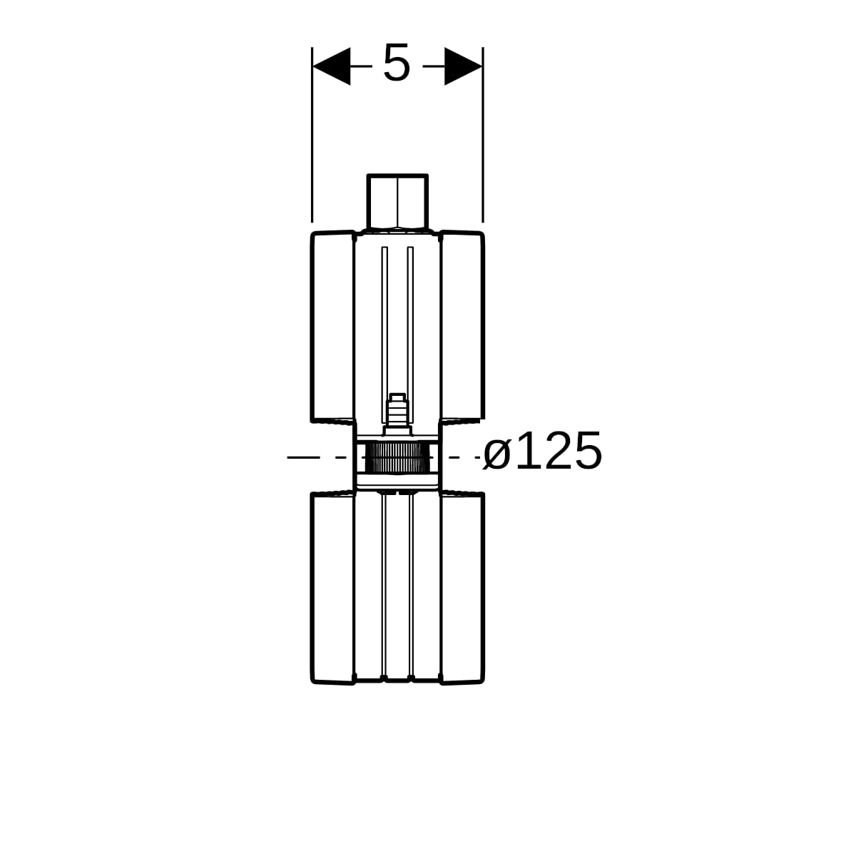 Geberit Rohrschelle d125 gedämmt mit Gewindemuffe M8 / M10