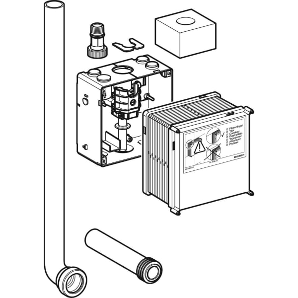 Geberit Rohbauset mit Spülbogen-/und Verl. zu Basic Urinalsteuerung