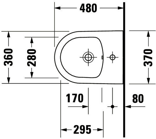 DU Wand-Bidet ME by Starck 480 mm mit ÜL, mit HLB, 1 HL, weiß, WG