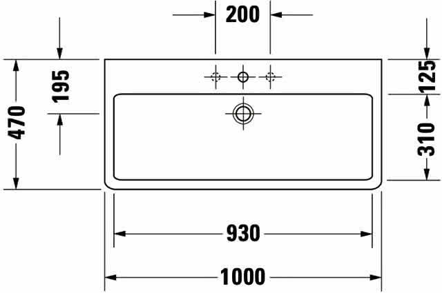 DU Waschtisch Vero 1000 mm m.ÜL, m.HLB, 1 HL mitte, weiß