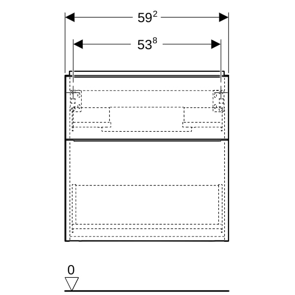 Geberit iCon Unterschrank für WT, 2 Schubl. 59,2x61,5x47,6cm, weiß hgl./Gr. chrom