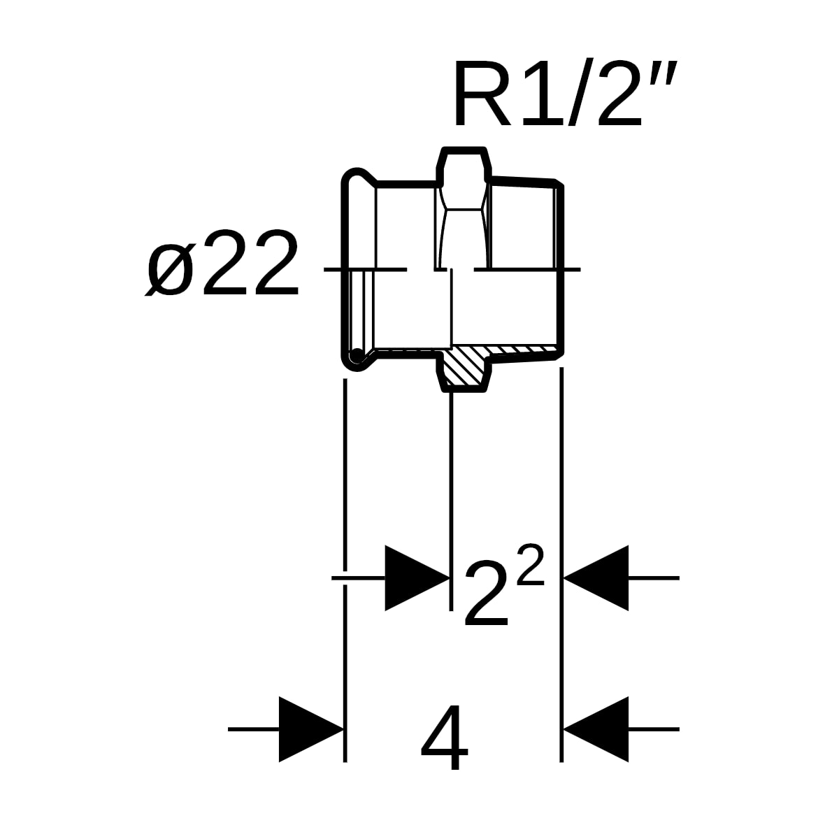 Geberit Mapress C-Stahl Übergang mit AG d22-R1/2 verzinkt